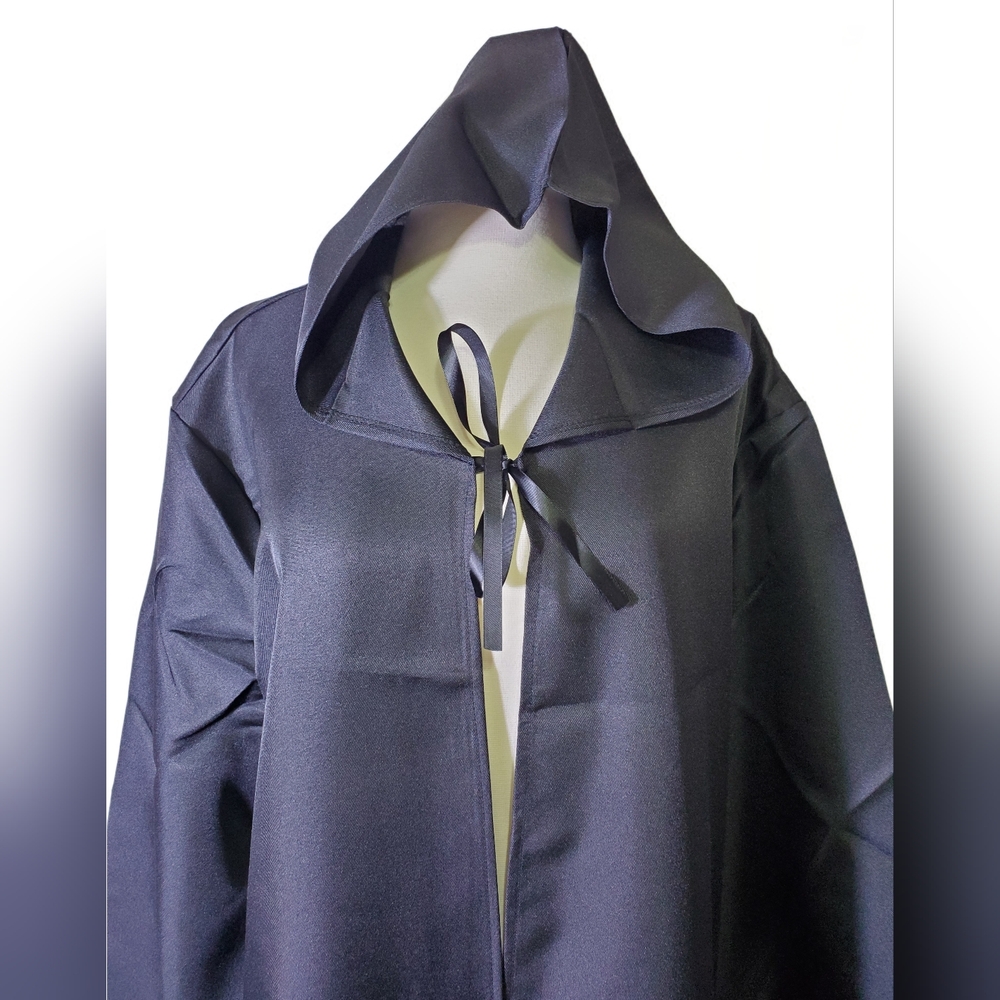 Costume Cloak Men Black Classic Star Wars Long Hooded Halloween Cosplay Overcoat - Picture 4 of 14
